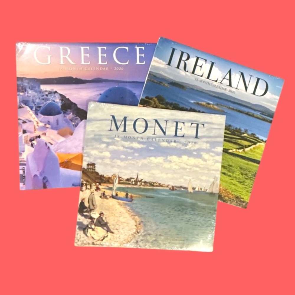 New 3 pack Willow Creek 2026 Calendars Monet Greece Ireland